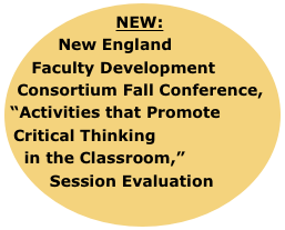 NEW: 
New England Faculty Development Consortium Fall Conference, “Activities that Promote Critical Thinking 
in the Classroom,”
 Session Evaluation